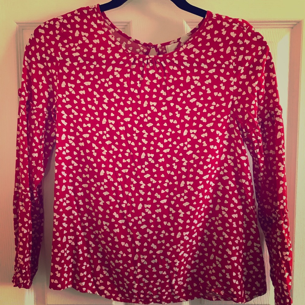 Gap kids red top with white hearts blouse